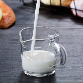 70ml Γυάλινο Μεζούρα Διπλό Φλιτζάνι Καφέ Στόμα Ανθεκτικό στη θερμότητα Φλιτζάνι Ποτού Διαφανές γυάλινη κανάτα γάλακτος με λαβή για κουζίνα