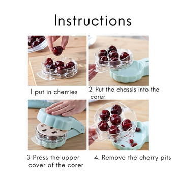 Cherry Pitter, преносимо средство за отстраняване на черешови сърцевини, с костилка и контейнер за сок, кухненска джаджа за премахване на 6 череши наведнъж