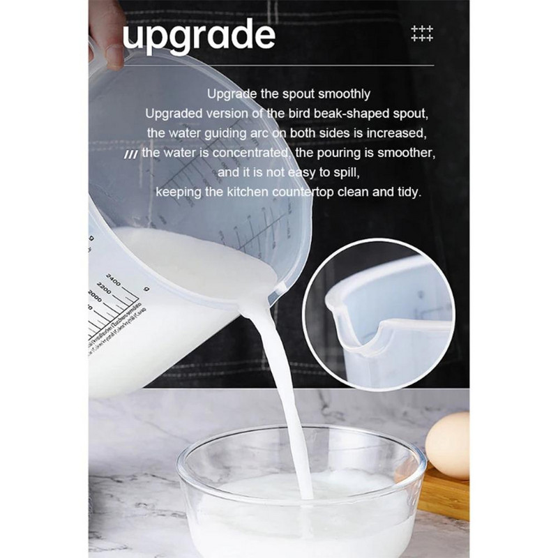 2500 ML Mjerna posuda Plastični vrh Usta Vrč Izljev za izlijevanje Prozirna ručka Kuhinjski alati za pečenje