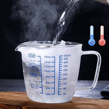 250/500ml Measure Jug Creamer Scale Φλιτζάνι Τσάι Στάμνα καφέ Γυαλί μικροκυμάτων Ποτήρι μέτρησης Φλιτζάνι γάλα Κανάτα ανθεκτικό στη θερμότητα Γυάλινο φλιτζάνι