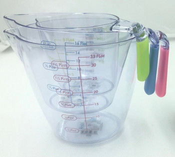 Комплект мерителни чаши Кухненски бар Мерки за печене един комплект пластмасова кана (33oz+16oz+8oz)