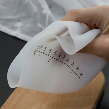 Сърце 500 мл Силиконова мерителна чаша Масло Вода Течност Мерителна чаша Кана Гъвкава силиконова чаша Кухненски инструмент за измерване