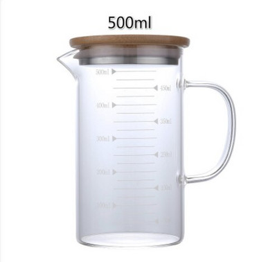 350 ml/500 ml/1000 ml staklena mjerna posuda otporna na toplinu za pribor za pečenje s bambusovim poklopcem mjerna posuda za kuhinjske predmete