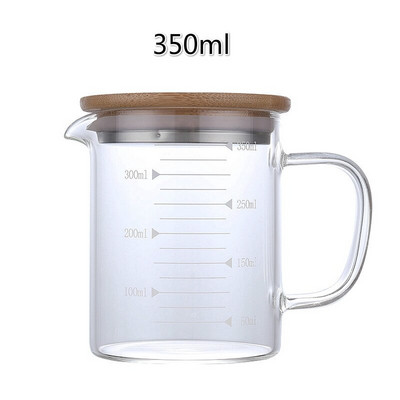 350 ml/500 ml/1000 ml staklena mjerna posuda otporna na toplinu za pribor za pečenje s bambusovim poklopcem mjerna posuda za kuhinjske predmete