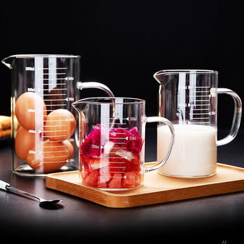 Мерителна чаша от високо боросиликатно стъкло Голяма прозрачна чаша за мляко с везна Стъклена мерителна кана за печене Кухненски аксесоари за готвене