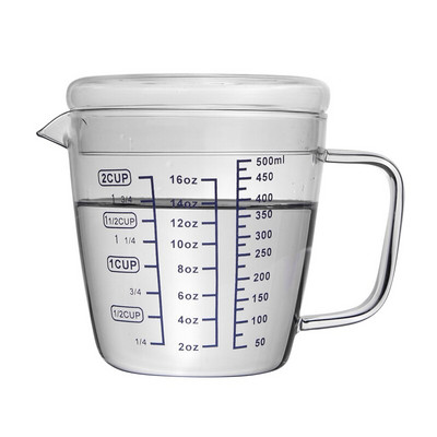 Staklena mjerna posuda od 250/500 ml Vrč za mlijeko Staklena šalica otporna na toplinu Vrč za mjerenje kreme Vaga Šalica za čaj Vrč za kavu Prikladan za mikrovalnu pećnicu