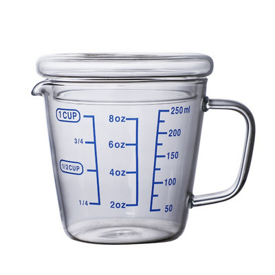 Staklena mjerna posuda od 250/500 ml Vrč za mlijeko Staklena šalica otporna na toplinu Vrč za mjerenje kreme Vaga Šalica za čaj Vrč za kavu Prikladan za mikrovalnu pećnicu