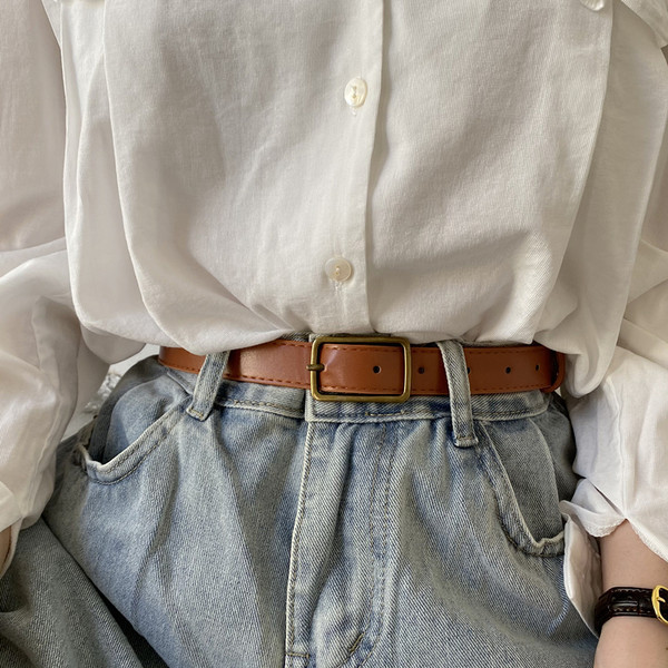 ženski tanki remen u retro stilu s pravokutnom kopčom