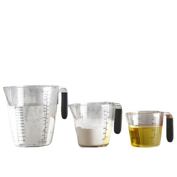 3Pc Комплект мерителни чаши за течности TPR дръжка Прозрачна съдомиялна Пластмасови мерителни чаши Градуирана мерителна кана Кухненски неща