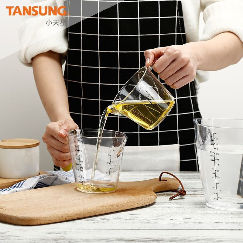 3Pc Set mjernih posuda za tekućinu TPR ručka Prozirna perilica posuđa Plastične mjerne čaše Graduirani mjerni vrč Kuhinjski pribor