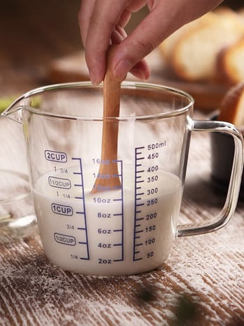 250/500ml Γυάλινο φλιτζάνι μέτρησης Κανάτα γάλακτος Ανθεκτικό στη θερμότητα Γυάλινο φλιτζάνι Μεζούρα Ζυγαριά κρέμα γάλακτος Φλιτζάνι Τσάι Κανάτα για καφέ Χρηματοκιβώτιο μικροκυμάτων