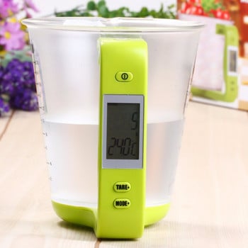 WFGOGO Цифрова везна за чаши Електронно измерване Домакинска кана Кухненски везни с LCD дисплей и мерителни чаши за температура Инструменти за готвене