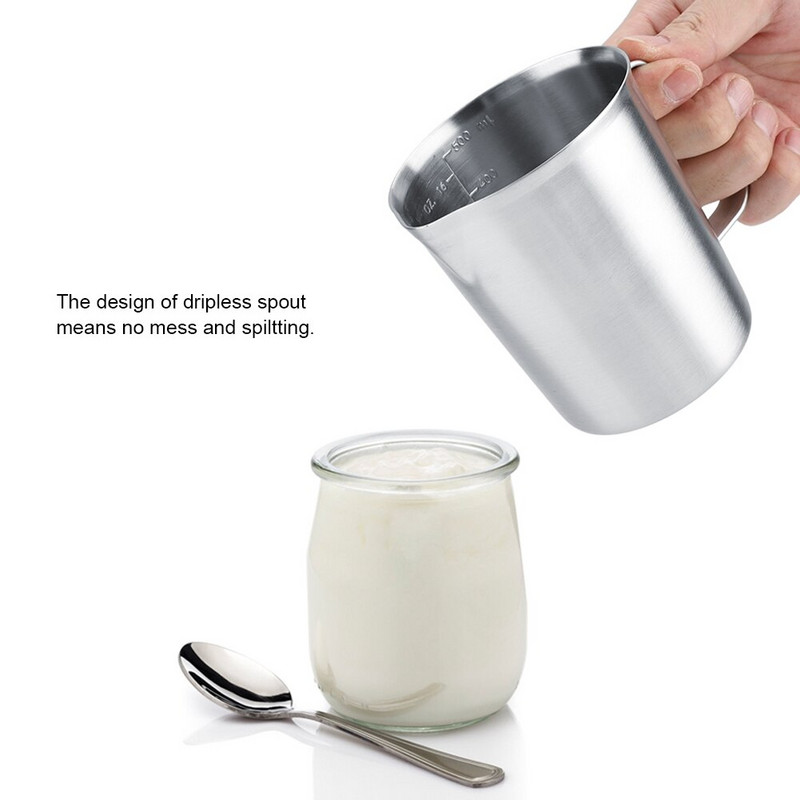 Vrč za pjenjenje vrhnja od nehrđajućeg čelika, šalica za espresso kavu, vrč za pjenjenje, šalica za mjerenje (500 ml/1000 ml)