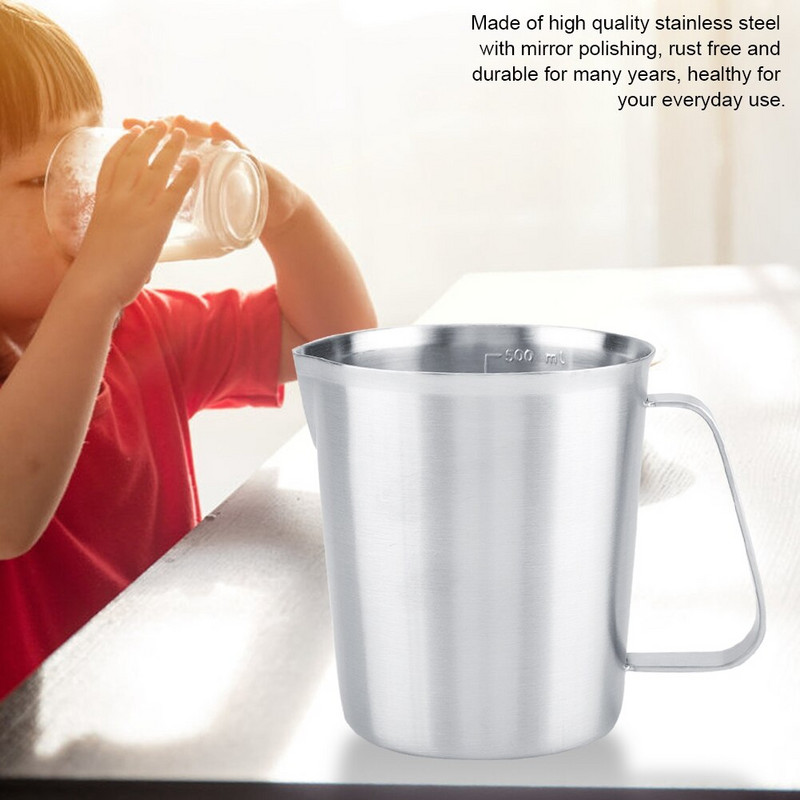 Vrč za pjenjenje vrhnja od nehrđajućeg čelika, šalica za espresso kavu, vrč za pjenjenje, šalica za mjerenje (500 ml/1000 ml)