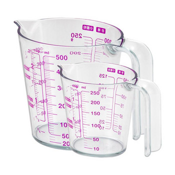 2 размера 250/500 мл прозрачна мерителна чаша с градуирана твърда маса за накрайник за наливане на кана Контейнер за измерване на течности Кухненски консумативи