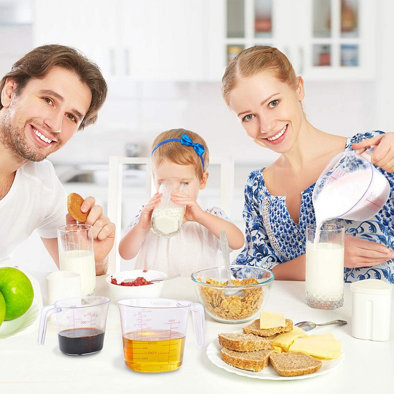 Mjerne čaše od 3 komada Mjerni vrčevi koji se mogu složiti Plastična ručka Kuhinjska mjerna posuda s graduiranom