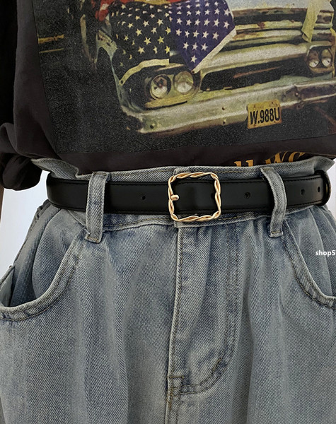 Ženski kožni remen sa kopčom - smeđe i crne boje