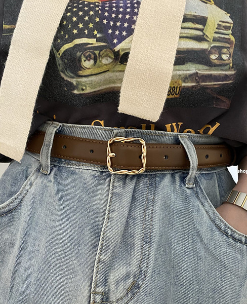 Ženski kožni remen sa kopčom - smeđe i crne boje