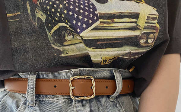 Ženski kožni remen sa kopčom - smeđe i crne boje