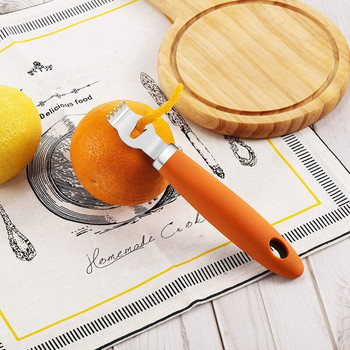 2 τμχ Εργαλείο αποφλοίωσης εσπεριδοειδών πορτοκαλιού Τρίφτης λεμονιού από ανοξείδωτο ατσάλι με μαχαίρι καναλιού και κρεμαστό εργαλείο αποφλοίωσης κουζίνας