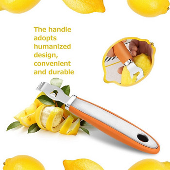 Hot SV-2 τμχ Ανοξείδωτο ατσάλι Τρίφτης λεμονιού Εργαλείο αποφλοίωσης πορτοκαλιού εσπεριδοειδών με μαχαίρι καναλιού και κρεμαστό εργαλείο αποφλοίωσης κουζίνας