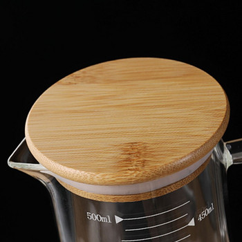 Creativity Bamboo Cap Glass Graduated Jar Οικιακό πολυκατάστημα κύπελλο νερού Κύπελλα δώρου με κανάτα μέτρησης μπουκαλιού