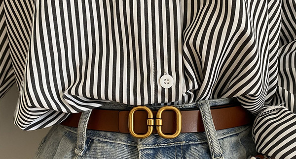 Novi model ženskog kožnog remena u crno-braon boji