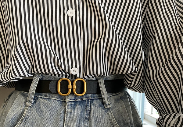 Novi model ženskog kožnog remena u crno-braon boji