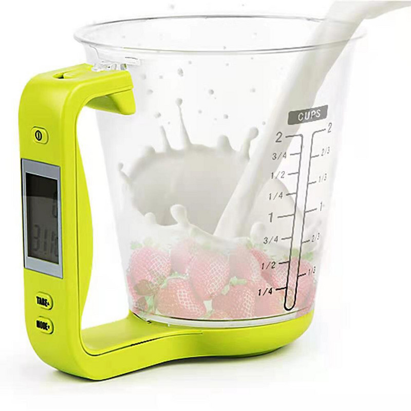 Graduirani digitalni vrč s vagom Kuhinjska čaša Mjerenje temperature LCD zaslon Elektronička mjerna posuda Plastični alat