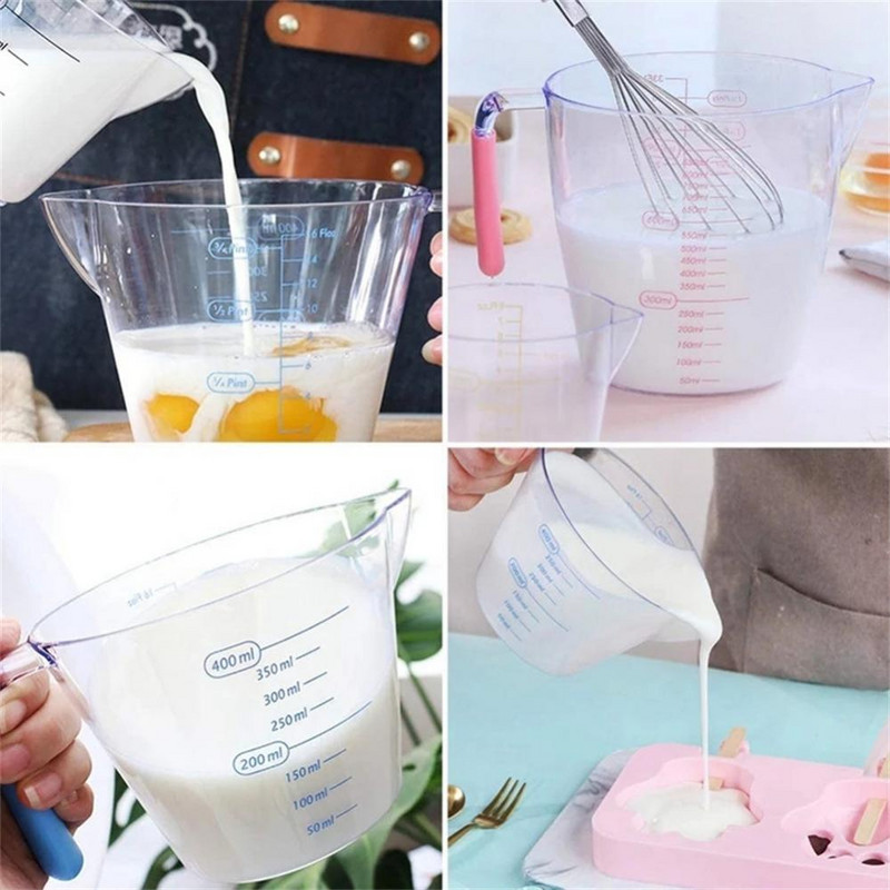 3 komada plastične mjerne čaše Digitalni vrč za mjerenje kolača za pečenje Kuhanje Pyrex alati za mjerenje s dvostrukom ljestvicom 200+400+900 ml
