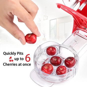 Cherry Pitter από ανοξείδωτο ατσάλι Πολλαπλό εργαλείο αφαίρεσης Cherrystone Εργαλειομηχανή ελιάς με κουκούτσια και δοχείο χυμού 6 κεράσια