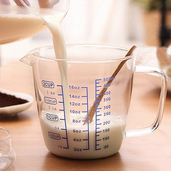 250/500ml Γυάλινο φλιτζάνι μέτρησης Κανάτα γάλακτος Ανθεκτικό στη θερμότητα Γυάλινο φλιτζάνι Μεζούρα Ζυγαριά κρέμα γάλακτος Φλιτζάνι Τσάι Κανάτα για καφέ Χρηματοκιβώτιο μικροκυμάτων