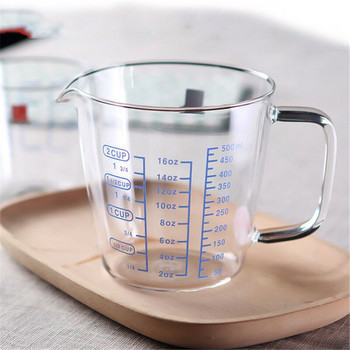 250/500 мл мерителна чаша от високо боросиликатно стъкло Кана за мляко Топлоустойчива прозрачна везна Чаша за чай Кана за кафе Подходяща за микровълнова фурна