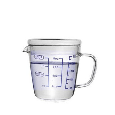 Mjerna posuda od visokog borosilikatnog stakla od 250/500 ml Vrč za mlijeko otporan na toplinu Prozirna vaga Šalica za čaj Vrč za kavu Prikladan za mikrovalnu pećnicu