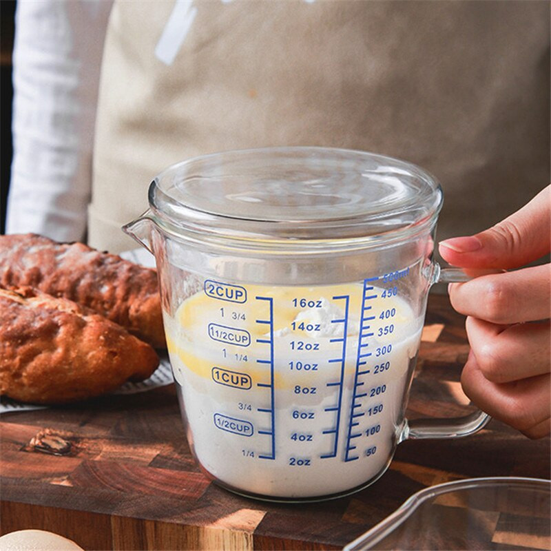 Mjerna posuda od visokog borosilikatnog stakla od 250/500 ml Vrč za mlijeko otporan na toplinu Prozirna vaga Šalica za čaj Vrč za kavu Prikladan za mikrovalnu pećnicu