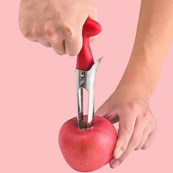 2 бр. Инструмент за лост за ябълка Corer от неръждаема стомана Инструмент за премахване на семки от плодове от круши Черешова червена дръжка с назъбено острие