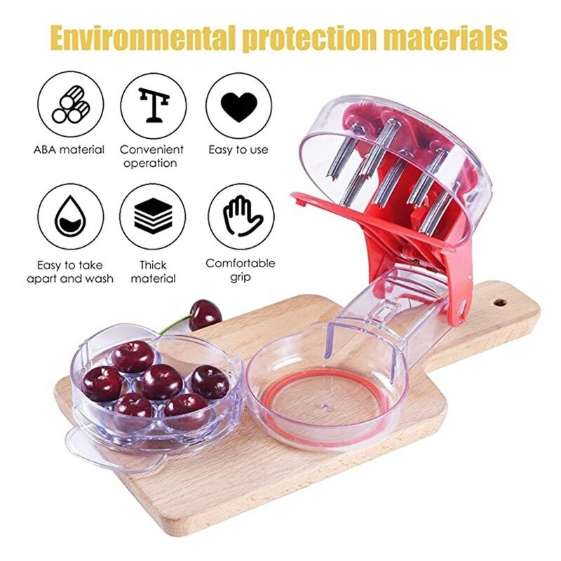 Kuhinjski alati za uklanjanje koštica od 6 rupa za trešnje s posudom. Novost Super alat za uklanjanje koštica od koštica od trešanja. Jamica za uklanjanje koštica 6 Dropshipping