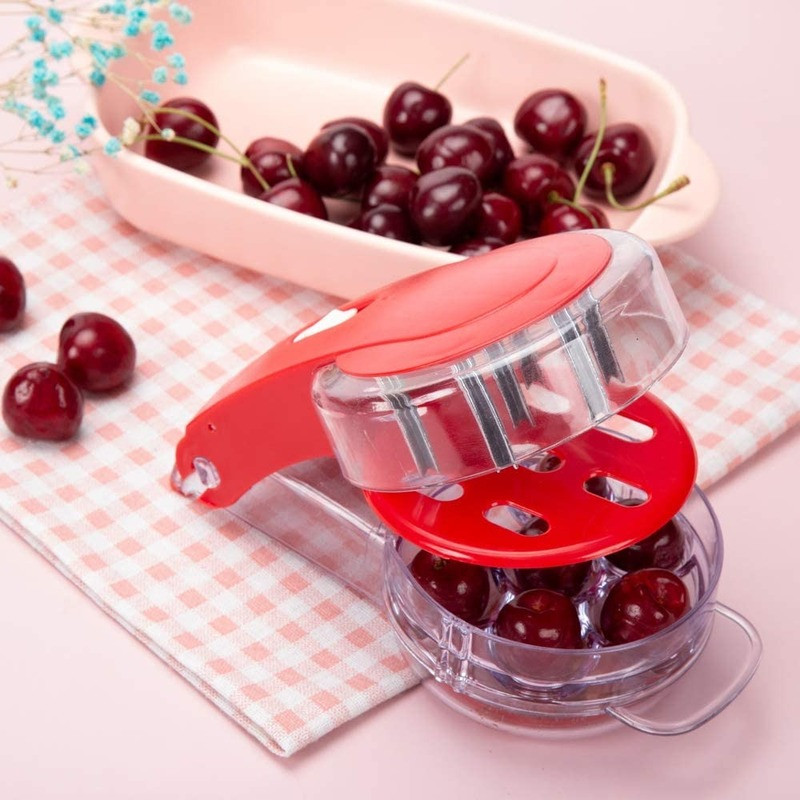 Kuhinjski alati za uklanjanje koštica od 6 rupa za trešnje s posudom. Novost Super alat za uklanjanje koštica od koštica od trešanja. Jamica za uklanjanje koštica 6 Dropshipping