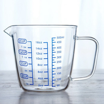 Нова стъклена мерителна чаша Кана за мляко Топлоустойчива стъклена чаша Мерителна кана Кана за сметана Везна Чаша Кана за чай Кафе Подходяща за микровълнова