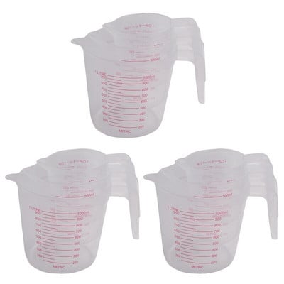 9Pc plastični mjerni vrč, veliki set od 4 šalice, 2 šalice i 1 šalice, mjerne posude bez BPA s ručkom pod kutom