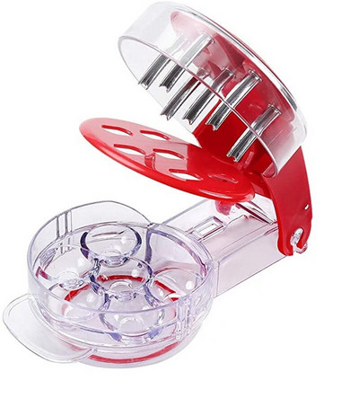 Profesionalus vyšnių kauliukų šerdis su kauliukų ir sulčių talpykla Vyšnių kauliukų valiklis 6 vyšnios vienu metu, skirtos virtuvės įrankiams