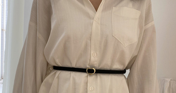 Ženski tanki remen od eko kože sa kopčom u obliku srca