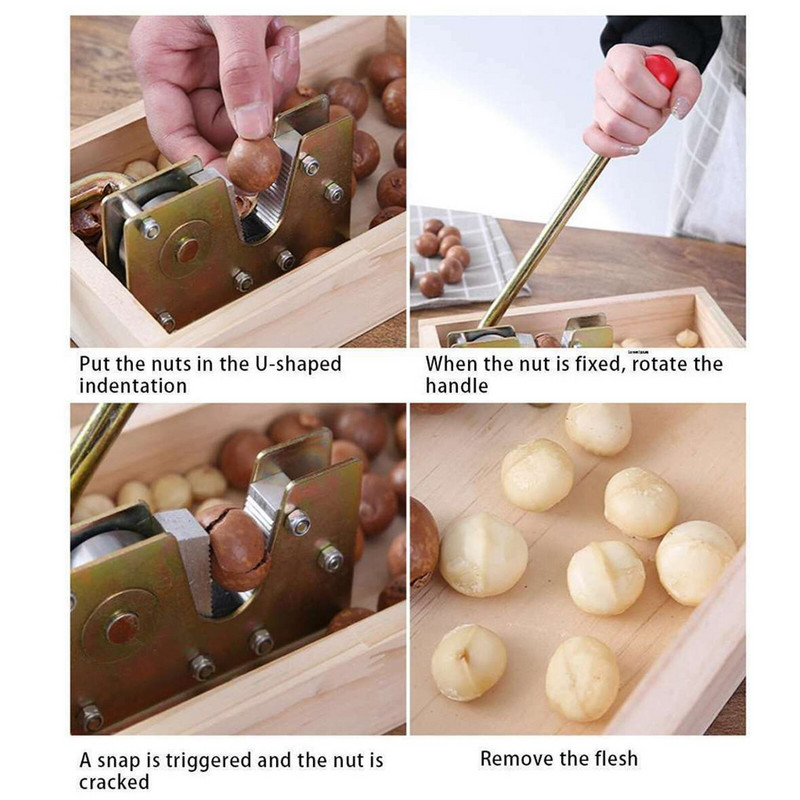 Nauja Spragtukų lupimo mašina Sunkus pekano riešutų skeldėjų Reguliuojamas riešutų krekingo atidarytuvas lazdyno riešutams Migdolams Graikiniams riešutams