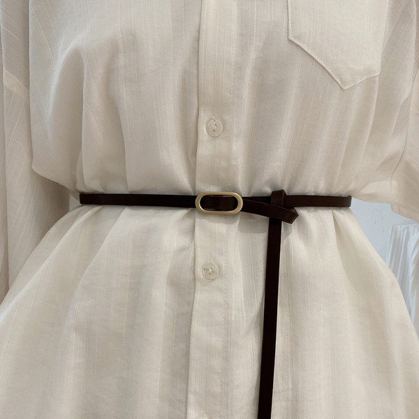 Tanki ženski remen od eko kože s ovalnom kopčom