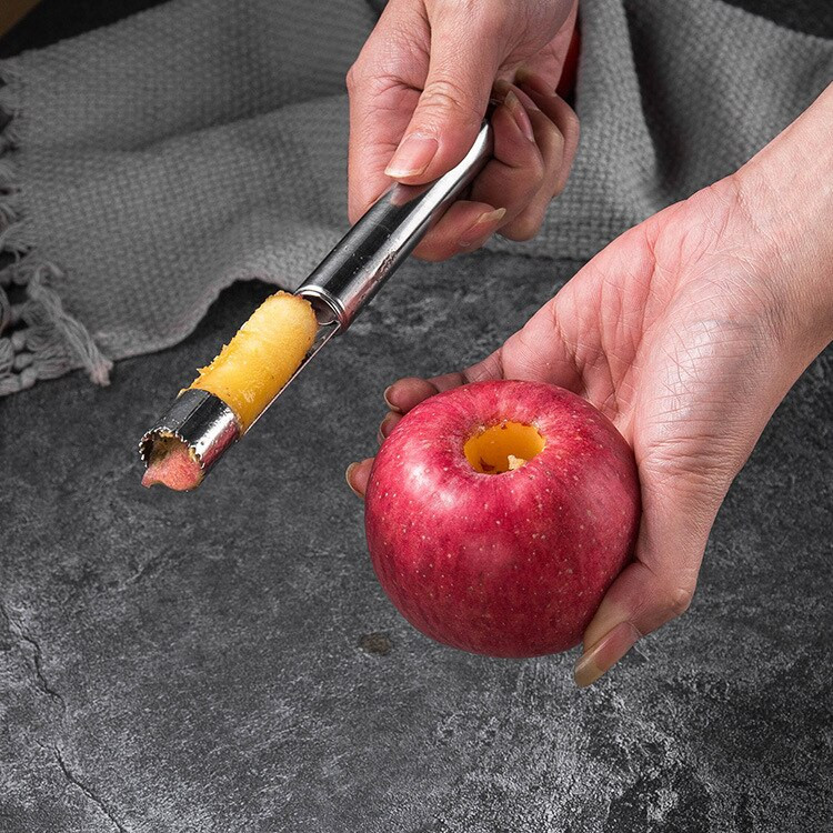 Odstranjivač sjemenki za uklanjanje sjemenki od nehrđajućeg čelika. Crvene datulje. Glog. Žižula. Kruška. Zarezi za sjemenke.