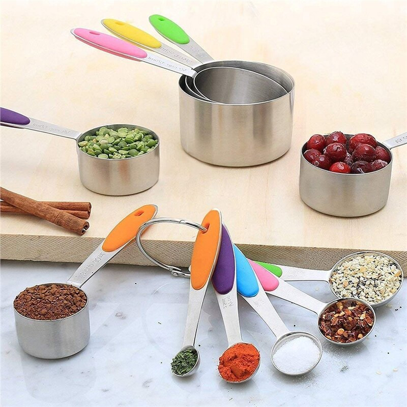 10 kom od nehrđajućeg čelika, metalna silikonska mjerna šalica, čaj, kava, šećer, žlica, žlica za kuhanje, pribor za pečenje, set alata