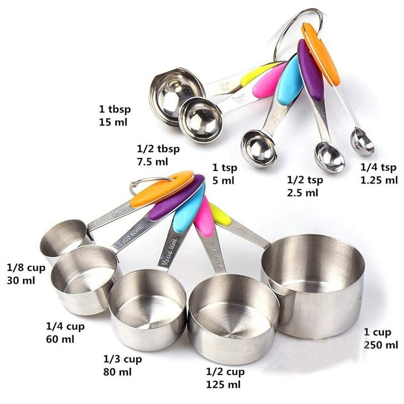 10 kom od nehrđajućeg čelika, metalna silikonska mjerna šalica, čaj, kava, šećer, žlica, žlica za kuhanje, pribor za pečenje, set alata