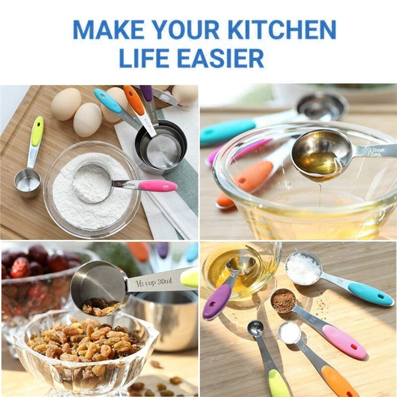 10 kom od nehrđajućeg čelika, metalna silikonska mjerna šalica, čaj, kava, šećer, žlica, žlica za kuhanje, pribor za pečenje, set alata