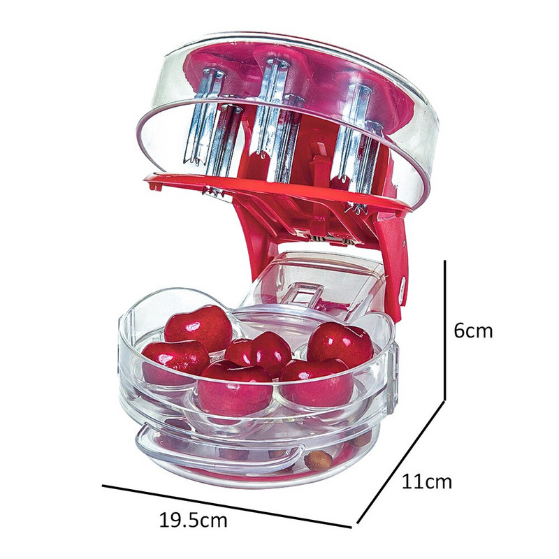 6 auguga Cherry Corer konteineriga Köögividinad Tööriistad Uudne Super Cherry Pitter kivisüdame eemaldaja