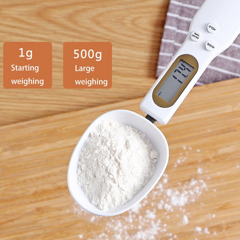 Kuhinjske mjerne žlice, elektronička vagana žlica, mjerne lopatice za hranu u digitalnim gramima, vaga za žlicu za pečenje s LCD zaslonom
